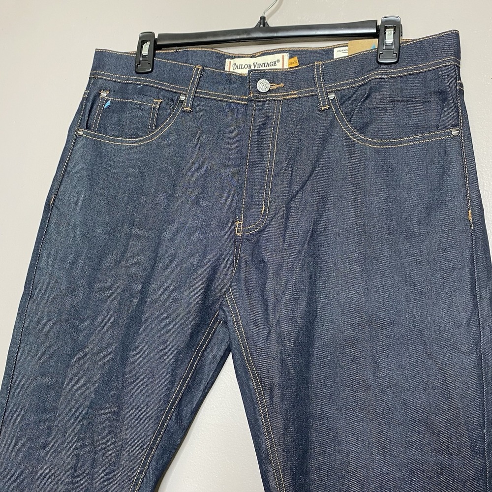Tailor Vintage Jeans Mens 38x30 Canaan Slim Fit Stretch Indigo‎ Rinse Wash - Picture 8 of 14